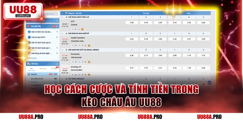 Học cách cược và tính tiền trong kèo châu Âu UU88