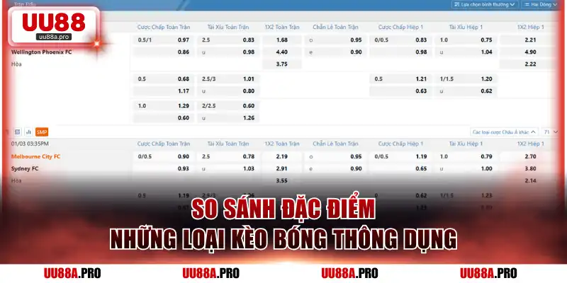 So sánh đặc điểm những loại kèo bóng thông dụng