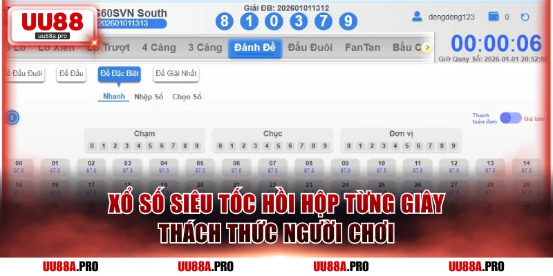 Xổ số UU88 siêu tốc hồi hộp và khó nhằn